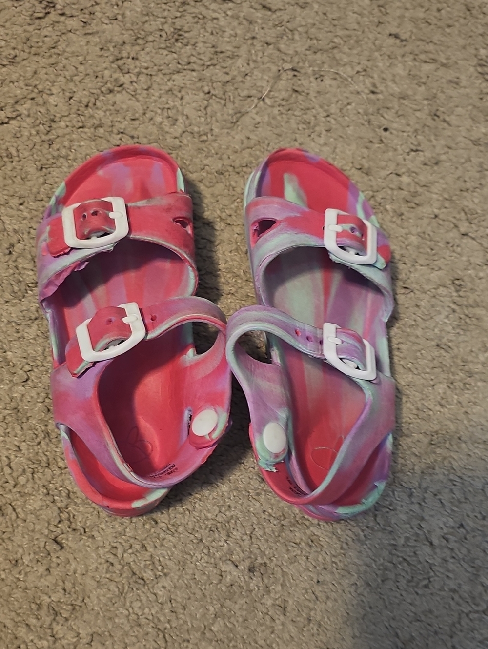 Kids Tie-Dye Pink Adjustable Strap Sandals